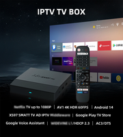 Boîtier TV intelligent personnalisé XS97 Pro 4 Go + 32 Go Android 14 Wi-Fi double bande 4K Décodeur Quad Core Amlogic S905X4