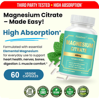 Rosebest - Formule et emballage personnalisables certifiés GMP - Marque privée - Complément alimentaire en capsules de citrate de magnésium 400 mg pour hommes et femmes