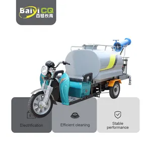 Ucuz fiyat su tankeri üç tekerlekli bisiklet 1.5 CBM toz temizleme elektrikli su tankı kamyon üç tekerlekli bisiklet satılık