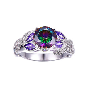 Anello con Gemma Ovale a Goccia Colorata per Donne, Elegante Gioiello da Dito alla Moda - Product Image 2