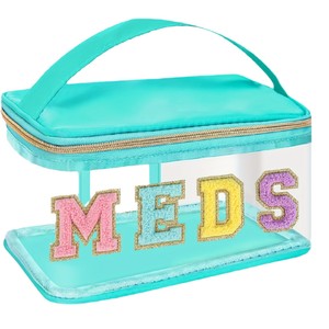 Boîte à médicaments transparente en PVC écologique, tendance, avec fermeture éclair, lettres brodées, trousse de toilette de voyage portable - Product Image 4