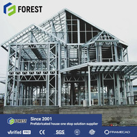 FOREST Diseño Profesional Moderno Ecológico Villa Modular de Acero Ligero Puertas y Ventanas de Aleación de Aluminio Certificación ISO9001 5 Años de Garantía