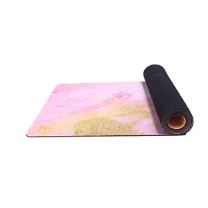 Yüksek kaliteli özel baskılı katlanabilir seyahat eko kromatik doğal kauçuk yumuşak süet mikrofiber Yoga Mat