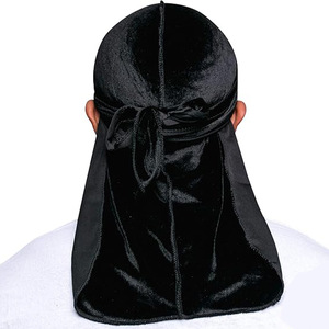 Durag en velours supérieur - Durags en velours doux pour hommes et femmes, longues lanières doubles et larges, doublure en velours soyeux, <span class=keywords><strong>triple</strong></span> couture - Product Image 2