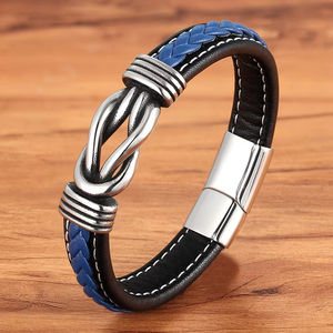 Men's Simple Braided Leather <b>Bracelet</b> Magnetic Clasp Geometric Hand-Woven Leather <b>Bangle</b> Christmas <b>Fashion</b> Charm <b>Bracelets</b> - Product Image 3