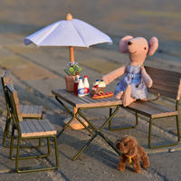 Ensemble de pique-nique miniature en résine de souris de conception nordique, jouet en peluche, tente, table, sac à main, sûr pour les enfants de 4 ans et plus, adultes pour les jeux parent-enfant