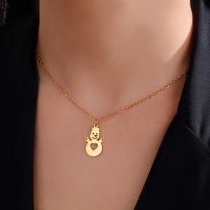 Collar de Cadena de Eslabones de Acero Inoxidable para Niños al por Mayor, con Colgante de Muñeco de Nieve Chapado en Oro de 18k, Regalo de Moda - Product Image 5