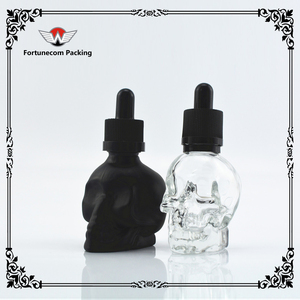 30ml Cobalt Blue <strong>Skull</strong> <strong>Glass</strong> <strong>Bottle</strong> with Screw Cap Dropper Hot Stamped Surface for Essential Oils &amp; Skin Care Serum Packaging - Product Image 3