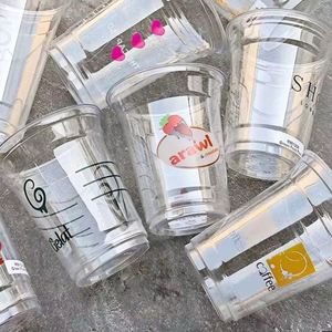 Gobelets en plastique transparents écologiques personnalisés en PET de 90 mm, imprimés en sérigraphie, forme plate, pour boissons froides, café, milkshake, boba - Product Image 4