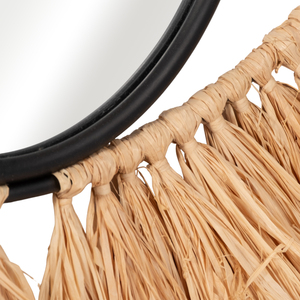 Specchio da Parete a Forma di Occhio con Cornice in Fibra Naturale, Decorazione Boho per Camera da Letto, Soggiorno e Bagno - Product Image 4