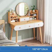 Meuble de chambre à coucher en bois blanc 2022 Bureau de maquillage à 1 tiroir avec miroir cosmétique sans chaise ni tabouret