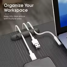 Organisateur de câbles USB en silicone avec enrouleur et pinces – Gestion de bureau optimisée pour souris, écouteurs, sacs et accessoires de rangement de fils - Product Image 6
