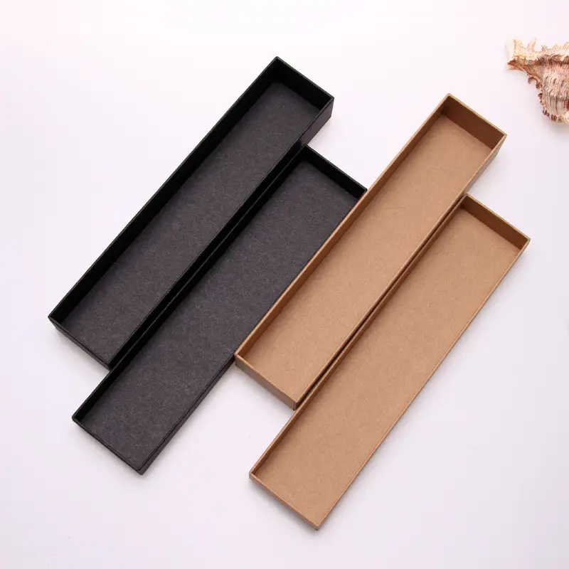 Factory 21*4*3 Outlet Retro Kraft Paper Long Pendant Hairpin Set Box