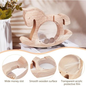 Hucha de madera con diseño de dibujos animados, transparente y reutilizable, para guardar monedas, ideal para regalos navideños. - Product Image 5