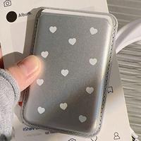 Étui portefeuille universel en cuir PU magnétique à motif cœur pleine surface pour cartes d'identité Samsung iPhone