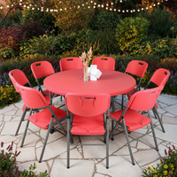 Tables rondes pliantes en plastique de 72 pouces pour événements extérieurs, banquets, dîners, mariages, durables et modernes, pour 10 personnes, vente en gros