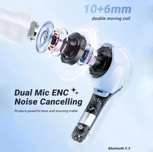 New T8 air39 TWS in-ear không dây <span class=keywords><strong>Bluetooth</strong></span> 5.3 Tai nghe giảm tiếng ồn thể thao chơi game Earbuds chức năng chống thấm nước LED JL điện thoại - Product Image 1