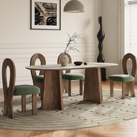 Moderner Französischer Schiefer Ovaler Massivholz-Esstisch und Stuhl-Set für Wohnzimmer Wohnmöbel