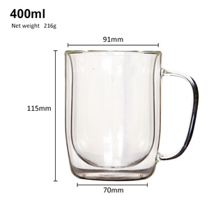 Hai-Đôi handmade cao Borosilicate Cà Phê Trà uống cốc thủy tinh biểu tượng tùy chỉnh Espresso Latte ly - Product Image 6