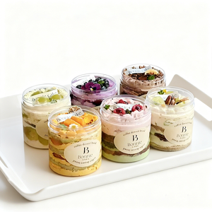 Wholesale Transparent Plastic <strong>Jars</strong> With Lids for Cakes <strong>Cookies</strong> PET Plastic <strong>Jars</strong> in 300ml 500ml 8oz Size Premium Cake Containers - Product Image 1