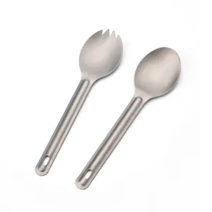 One pc Pure Titanium Spork Cutlery Outdoor Carryon Portable Salad Fork Set Camping Travel Going Out Cutlery/one piece