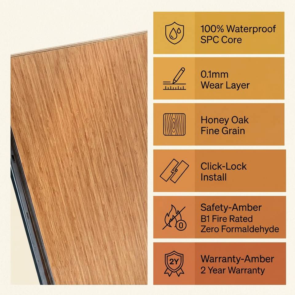Waterproof SPC Vinyl Flooring Embossed Wood Grain Plank UV Coated Anti ...