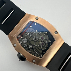 Nouvelle Montre Homme Mécanique Tourbillon de Luxe Or Rose Creuse de Haute Qualité 2026, Forme Tonneau, Bracelet en Caoutchouc Noir 24mm, Usage Quotidien - Product Image 6