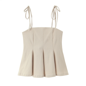 Top <span class=keywords><strong>Corset</strong></span> Strapless Personalizado para Mujer 2026 - <span class=keywords><strong>Blusa</strong></span> Peplum sin Espalda con Tirantes Finos, OEM/ODM por Fábrica de Ropa China - Product Image 1