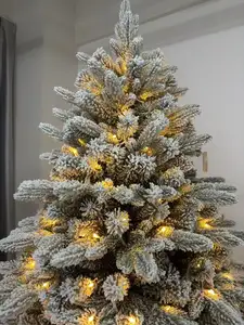 1244 серия, гибридная Флокированная светодиодная елка, Рождественский торговый центр, декорации, товары для рождественской елки