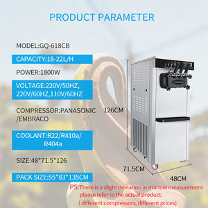 Machine à crème glacée manuelle à 3 saveurs, machine à crème glacée industrielle en libre-service avec pompe à air - Product Image 2