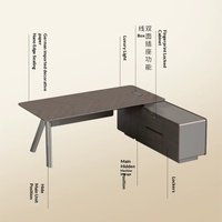 Ensemble de bureau de direction en bois foncé haut de gamme, bureau d'ordinateur, chaise, mobilier moderne minimaliste de luxe pour manager, superviseur, dirigeant