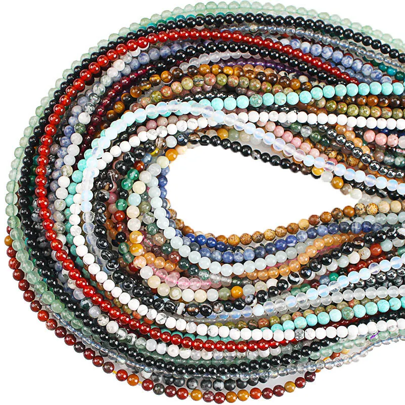 Perles naturelles en Jade œil de tigre, améthyste Tourmaline d'agate de lave, pour la fabrication de bijoux, 4-12mm, vente en gros, pièces