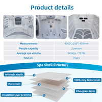 Proveedor de Fábrica de Grandes Bañeras de Hidromasaje Acrílicas, Piscina de Spa con Sistema de Hidromasaje para 8 Personas