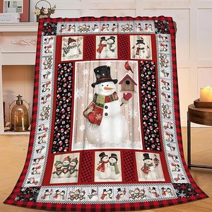 Couverture en flanelle à carreaux flocons de neige, couverture de sieste réversible, douillette et chaude pour lit, canapé, fauteuil, impression personnalisée OEM ODM - Product Image 2