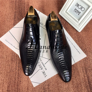 Chaussures habillées à bout pointu, chaussures Oxford pour hommes en cuir véritable de vachette, fabriquées à la main, nouveau style tendance, chaussures pour coiffeur - Product Image 5