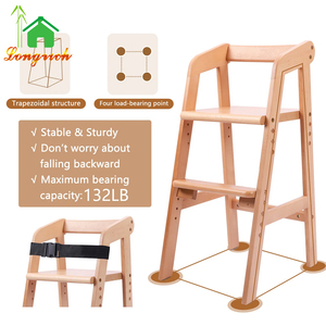 Chaise haute portable en bois double au design moderne, facile à nettoyer, siège <span class=keywords><strong>rehausseur</strong></span> pour bébé pour la cuisine ou l'hôtel - Product Image 6