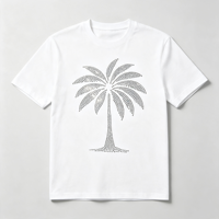 Transfert thermocollant en strass motif palmier, design brillant en cristal pour la décoration de t-shirts, sweats à capuche et vêtements