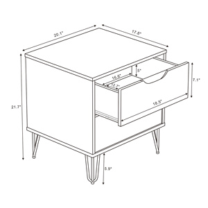 White Nightstand With Gold Hairpin Legs <b>Storage</b> <b>Drawer</b> Cabinet <b>For</b> Bedroom - Product Image 2