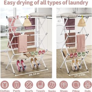 Folding <b>Clothes</b> Drying <b>Rack</b> X Type Multi Layer Floor Standing Indoor Outdoor Retractable Drying Rod - Product Image 4