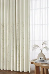Alta calidad 126 'pulgadas 320cm ancho proveedor hermosas telas de cortina bordadas