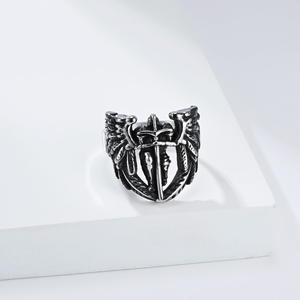 Mountain And Sea Saint Michael Archangel <b>Ring</b> Men's <b>Titanium</b> Steel Wing Design Index Finger <b>Ring</b> Everyday Wear - Product Image 4