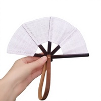 Kipas Kain Spanyol Lima Tulang Empat Motif, Permukaan Dapat Dihiasi Bordir, Kipas Tangan Satu Sisi, Souvenir Pernikahan untuk Tamu