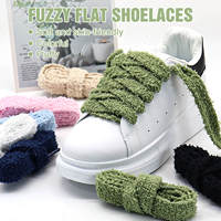 WEGOODZF Baskets en Toile Décontractées Personnalisées de Haute Qualité de 2.2cm de Large Lacets Plats Doux et Moelleux en Polyester et Peluche-Paire