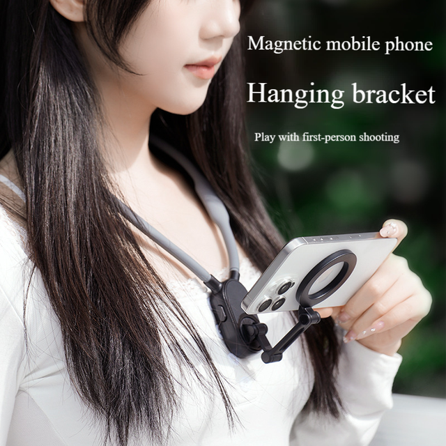 Digital Gadgets Neck Mount Phone Holder Magnetic Adjustable Hands-Free Mobile Stand for Video Recording Portable for Phone Vlog