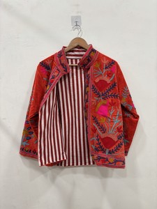 Indian Suzani Embroidery <b>Velvet</b> <b>Jacket</b> Suzani Boho Coat Unisex Spring <b>Jacket</b> Ethnic Luxury Outerwear for Stylish <b>Women</b> - Product Image 5