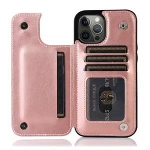 Чехол-Кошелек с держателем для карт для iPhone 13, чехол из искусственной кожи с подставкой и отделениями для карт, Прочный противоударный чехол с двойной магнитной застежкой