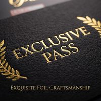 Passe VIP personnalisées en papier noir avec dorure à chaud, sérigraphiées et logo en relief pour mariages et événements d'entreprise