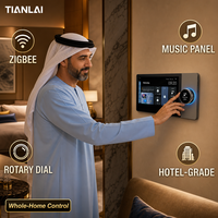 Panel Dinding Tuya Zigbee Gateway 8 Inci, Kontrol Peredupan Lampu 3D, Pengontrol Tirai AC, Musik, TF, USB, AUX untuk Rumah Pintar