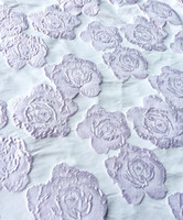 Tissu brocart jacquard en dentelle à fleurs 3D teint en fil, 203 g/m², pour robes de filles