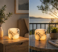 Lampe de table en marbre sans fil rechargeable, LED tactile à intensité variable, lumière d'ambiance portable pour chambre à coucher, café, hôtel, décoration